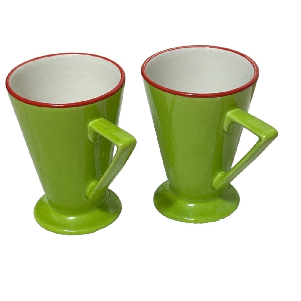 Pier 1 Angleterre England Retro‎ Green Footed Coffee Mugs Novelty Tea Cups set